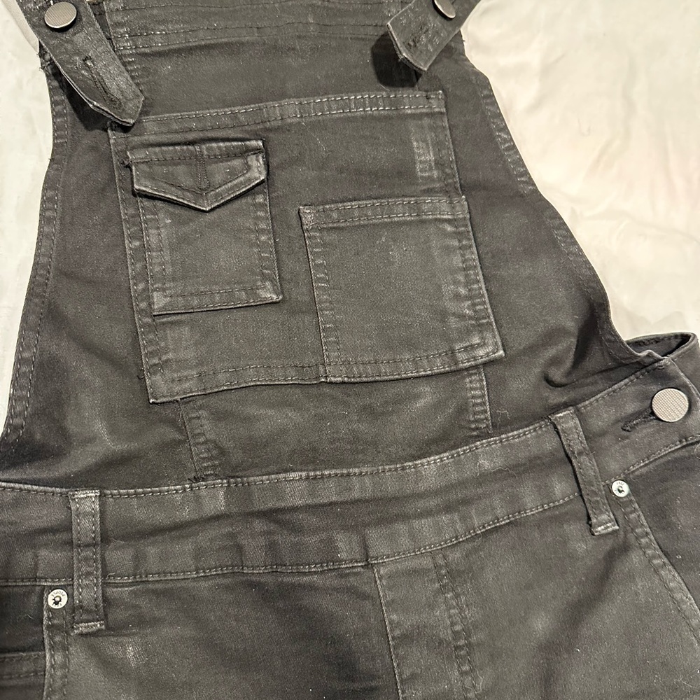 Free People Women's Black Denim Overalls